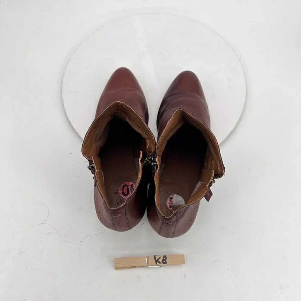 Frye Judith Women Size 10M Cognac Brown Leather Ankle Zip Block Heel Boot